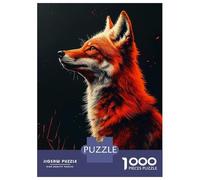 Rompecabezas para Adolescentes De 1000 Piezas Fox Portrait on Dark Background Rompecabezas para Adultos Juguetes De Bricolaje Una Obra De Arte Diversión En Casa Actividades, 52x38cm/1000pcs
