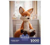 Rompecabezas para Adolescentes De 1000 Piezas Fox Reading A Book on A Toilet Rompecabezas Juegos Familiares Carrera De Velocidad Manual Cumpleaños 70x50cm/1000pcs
