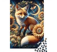Rompecabezas para Adolescentes De 1000 Piezas Fox Sunflower Fantasy Art Rompecabezas para Adultos Juego Familiar Regalos para Mujeres Cumpleaños Y Navidad 38x26cm/1000pcs