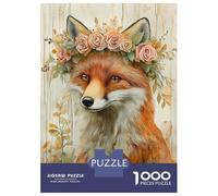 Rompecabezas para Adolescentes De 1000 Piezas Fox with Floral Crown Rompecabezas para Adultos Juguete Decoración De Pared Mejora La Memoria Regalos De Cumpleaños Y Únicos 52x38cm/1000pcs