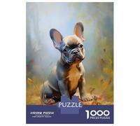 Rompecabezas para Adolescentes De 1000 Piezas French Bulldog Gray Puppy Rompecabezas Juegos Relajantes Pero Divertidos Y Humorísticos Cumpleaños 52x38cm/1000pcs