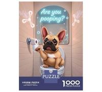 Rompecabezas para Adolescentes De 1000 Piezas French Bulldog on Toilet Humor Rompecabezas para Adultos Juguetes Antiestrés Arte De Pared Regalos De Cumpleaños Y Únicos 52x38cm/1000pcs