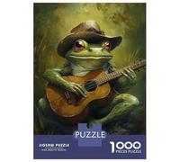 Rompecabezas para Adolescentes De 1000 Piezas Frog Musician in Hat Rompecabezas para Adultos Juego De Ingenio Decoración De Pared Regalos para Reducir El Estrés 70x50cm/1000pcs
