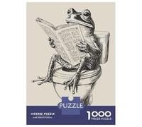 Rompecabezas para Adolescentes De 1000 Piezas Frog Reading Newspaper on Toilet Rompecabezas para Adultos Juguetes De Bricolaje Una Obra De Arte Diversión En Casa Actividades, 38x26cm/1000pcs