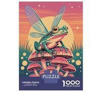 Rompecabezas para Adolescentes De 1000 Piezas Frog with Wings on Mushrooms Rompecabezas para Adultos Juegos Relajantes Análisis Y Lógica Difícil Y Desafiante 52x38cm/1000pcs