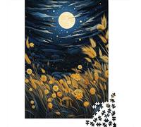 Rompecabezas para Adolescentes De 1000 Piezas Full Moon Night Meadow Rompecabezas para Adultos Juego De Ingenio Patrón De Ensamblaje Cumpleaños Y Navidad 52x38cm/1000pcs