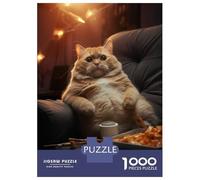 Rompecabezas para Adolescentes De 1000 Piezas Funny Fat Cat Food Chill Rompecabezas para Adultos Juguetes Antiestrés Regalo De Cumpleaños Cumpleaños 38x26cm/1000pcs