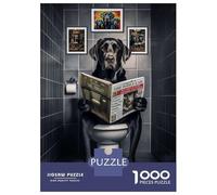 Rompecabezas para Adolescentes De 1000 Piezas Funny Labrador on Toilet Rompecabezas Juegos Familiares Carrera De Velocidad Manual Cumpleaños 38x26cm/1000pcs