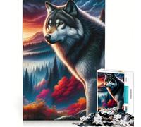 Rompecabezas para Adolescentes de 1000 Piezas Fusión de Lobos al Atardecer Juguete Educativo para la diversión Familiar para Fortalecer el Amor Entre Parejas 38x26cm