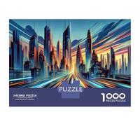 Rompecabezas para Adolescentes De 1000 Piezas Future Cityscape Urban Skyline Rompecabezas para Adultos Juego De Ingenio Decoración De Pared Regalos para Reducir El Estrés 52x38cm/1000pcs