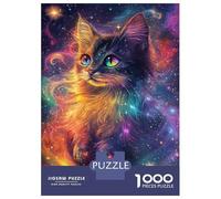 Rompecabezas para Adolescentes De 1000 Piezas Galactic Feline Mystique Rompecabezas para Adultos Juegos Relajantes Análisis Y Lógica Cumpleaños 70x50cm/1000pcs