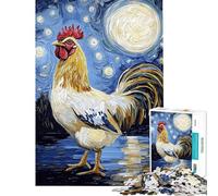Rompecabezas para Adolescentes de 1000 Piezas Gallo bajo la Noche Estrellada Rompecabezas para Adultos Juego Familiar Regalos para Mujeres cumpleaños y Navidad (tamaño 38x52cm)