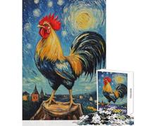 Rompecabezas para Adolescentes de 1000 Piezas Gallo bajo un Cielo Estrellado Rompecabezas para Adultos Juguete Decorativo para Pared desafío difícil cumpleaños y Navidad (38x26cm)