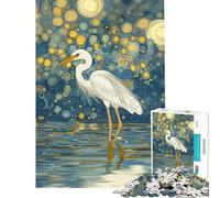 Rompecabezas para Adolescentes de 1000 Piezas Garza Blanca bajo la Noche Estrellada Ideal para cumpleaños y Navidad Juego práctico de dificultad Alta para Mayores de 14 años (50x75cm)