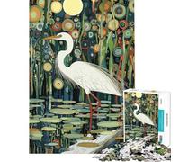 Rompecabezas para Adolescentes de 1000 Piezas Garza Blanca en un Bosque Estrellado Rompecabezas para Adultos Juego práctico análisis y lógica cumpleaños (tamaño 50x75cm)