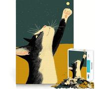 Rompecabezas para Adolescentes de 1000 Piezas Gato alcanzando una Estrella Juego de articulaciones Resistentes Juguete cognitivo Diversión fácil Regalo de decoración navideña (38x52cm)