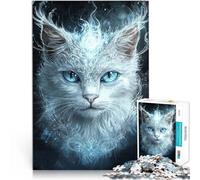 Rompecabezas para Adolescentes de 1000 Piezas Gato Blanco mágico Juego desafiante y Juego Familiar Regalos de Amigo Secreto 75x50cm