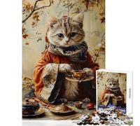 Rompecabezas para Adolescentes de 1000 Piezas Gato Café Animales Rompecabezas de 1000 Piezas para ejercitar la Mente Gran Regalo para Juegos educativos y de Aprendizaje (50x75cm)