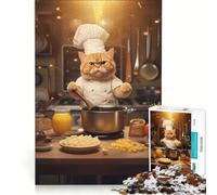 Rompecabezas para Adolescentes de 1000 Piezas: Gato cocinando en la Cocina Divertido, Educativo, Ideal para divertirse en casa Perfecto como Regalo 38x26cm