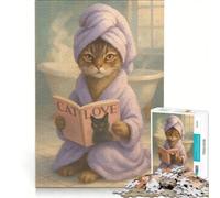 Rompecabezas para Adolescentes de 1000 Piezas: Gato con Bata Leyendo una Revista, decoración de Pared, Ideal para Pasar el Tiempo en casa, Regalo de cumpleaños o para Viajes 50x75cm
