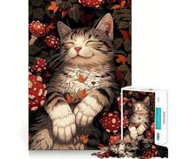 Rompecabezas para Adolescentes de 1000 Piezas Gato durmiendo Entre Hojas de otoño Rompecabezas de lógica Divertido y de fácil Montaje Ideal para Relajarse y divertirse (38x52cm)