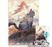 Rompecabezas para adolescentes de 1000 piezas: Gato en la cima de una montaña, juego práctico, ideal para pasar el tiempo en casa durante las vacaciones, con póster y hoja de preguntas a juego 38x26cm