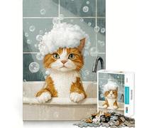 Rompecabezas para Adolescentes de 1000 Piezas Gato en un baño de Burbujas,Piezas de Ajuste preciso,Juguete lógico y Divertido,Juego Tranquilo,Juego de cumpleaños artístico (38x52cm)