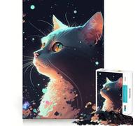 Rompecabezas para Adolescentes de 1000 Piezas Gato Entre Las Estrellas Piezas de Ajuste preciso Juguete lógico y Divertido Juego Tranquilo Ideal para cumpleaños Juego artístico (38x52cm)