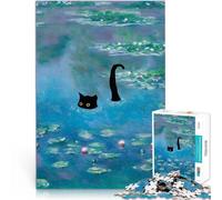 Rompecabezas para Adolescentes de 1000 Piezas Gato Entre nenúfares Monet Montaje de Patrones Colección de Artistas, Bellas Artes 75x50cm