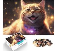Rompecabezas para Adolescentes de 1000 Piezas Gato Espacial cósmico Juguetes de Entretenimiento Familiar Buen Regalo 75x50cm