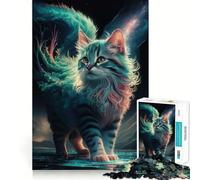 Rompecabezas para Adolescentes de 1000 Piezas Gato Galaxia,Piezas de Ajuste preciso,Juguete lógico y Divertido,Juego Tranquilo,Juego de cumpleaños artístico (38x26cm)