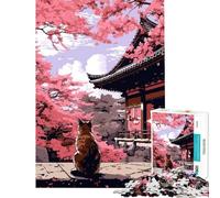 Rompecabezas para Adolescentes de 1000 Piezas Gato Jardín Zen Arte Pixelado Juego desafiante Juguetes Juego Familiar Mejora la Memoria Regalos de Amigo Invisible (tamaño 38x52cm)