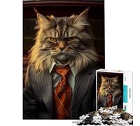 Rompecabezas para Adolescentes de 1000 Piezas Gato Maine Coon de la Mafia Juegos relajantes Juguetes educativos de Aprendizaje Regalos de Amigo Invisible Corte de precisión (tamaño 50x75cm)