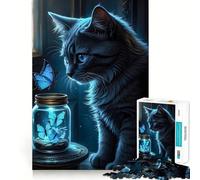 Rompecabezas para Adolescentes de 1000 Piezas Gato,Mariposas y Frasco Piezas de Ajuste preciso Juguete Divertido y silencioso Ideal para cumpleaños y Actividades artísticas (38x26cm)