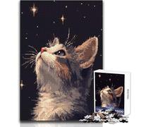 Rompecabezas para Adolescentes de 1000 Piezas, Gato Mirando Las Estrellas, Pixel Art, Juguete, Juego Intelectual, decoración, Ideas de Regalo, tamaño 38x52cm