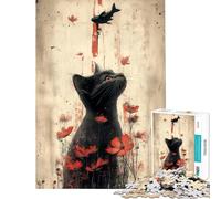 Rompecabezas para Adolescentes de 1000 Piezas Gato Negro Mirando a un pez Arte Que Ayuda a ejercitar el Cerebro Juego Familiar difícil Apto para Mayores de 14 años (50x75cm)