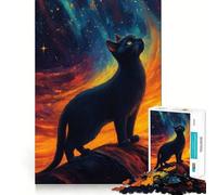 Rompecabezas para Adolescentes de 1000 Piezas Gato Negro Mirando Las Estrellas Bordes impecables Divertido Juego Mental Regalo Ideal para un Momento Acogedor y Divertido Decoración para la Pared