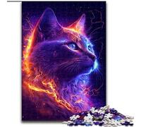 Rompecabezas para Adolescentes de 1000 Piezas: Gato neón Colorido Juego desafiante para Disfrutar en Familia con Piezas aleatorias Que encajan Perfectamente tamaño 50x75cm