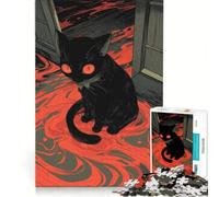 Rompecabezas para Adolescentes de 1000 Piezas, Gato Oscuro Anormal, Juguetes Antiestrés, Difícil, Adecuado para Decoración de Escritorio 38x52cm