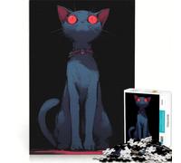 Rompecabezas para Adolescentes de 1000 Piezas: Gato Oscuro y anormal, Juego práctico, Actividades Divertidas para Hacer en casa, con póster y Hoja de Preguntas a Juego 38x26cm