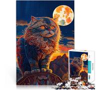 Rompecabezas para Adolescentes de 1000 Piezas Gato Persa y Luna Juguete Educativo Intelectual descompresor Una Obra de Arte 75x50cm