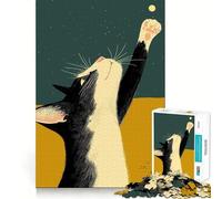 Rompecabezas para Adolescentes de 1000 Piezas Gato Que alcanza una Estrella Rompecabezas de lógica Divertido y de fácil Montaje Relájate y diviértete (50x75cm)
