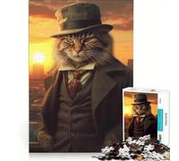 Rompecabezas para Adolescentes de 1000 Piezas Gato Siberiano de la Mafia Juegos relajantes decoración de Pared Regalos para Amigos y Familiares 50x75cm