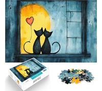 Rompecabezas para Adolescentes de 1000 Piezas Gatos Enamorados Estilo Acuarela Montaje de Patrones Regalo de Obra de Arte 38x26cm