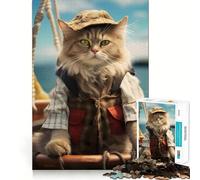 Rompecabezas para Adolescentes de 1000 Piezas Gatos Pescadores,decoración de Corte preciso,Juguete Creativo y Divertido,Juego de Paz,Pieza de Arte navideña (38x52cm)