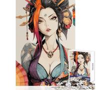 Rompecabezas para Adolescentes de 1000 Piezas Geisha con símbolo de la Paz Juego Familiar Desafío exigente Juguetes de decoración para el hogar Interacción Entre Padres e Hijos (38x26cm)