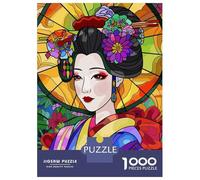 Rompecabezas para Adolescentes De 1000 Piezas Geisha in Stained Glass Style Rompecabezas para Adultos Juego Familiar Alivia El Estrés Interacción Entre Padres E Hijos 70x50cm/1000pcs