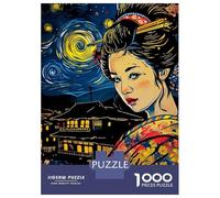 Rompecabezas para Adolescentes De 1000 Piezas Geisha Japanese Vangogh Rompecabezas para Adultos Juegos Relajantes Mejora La Memoria Desafiante De Completar 52x38cm/1000pcs