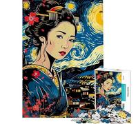 Rompecabezas para Adolescentes de 1000 Piezas Geisha Japonesa Van Gogh Rompecabezas para Adultos Juego práctico Una Obra de Arte Interacción Entre Padres e Hijos (tamaño 38x52cm)