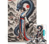 Rompecabezas para Adolescentes de 1000 Piezas Geisha, la susurradora de Dragones, Juguete Educativo, Ideal para la diversión Familiar, cumpleaños y Navidad 38x26cm